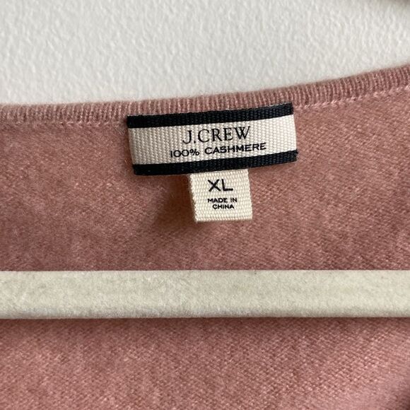 J. Crew Cashmere ribbed crewneck sweater (Sz XL) Muted Pink Bell Sleeve V-Neck - Picture 4 of 13